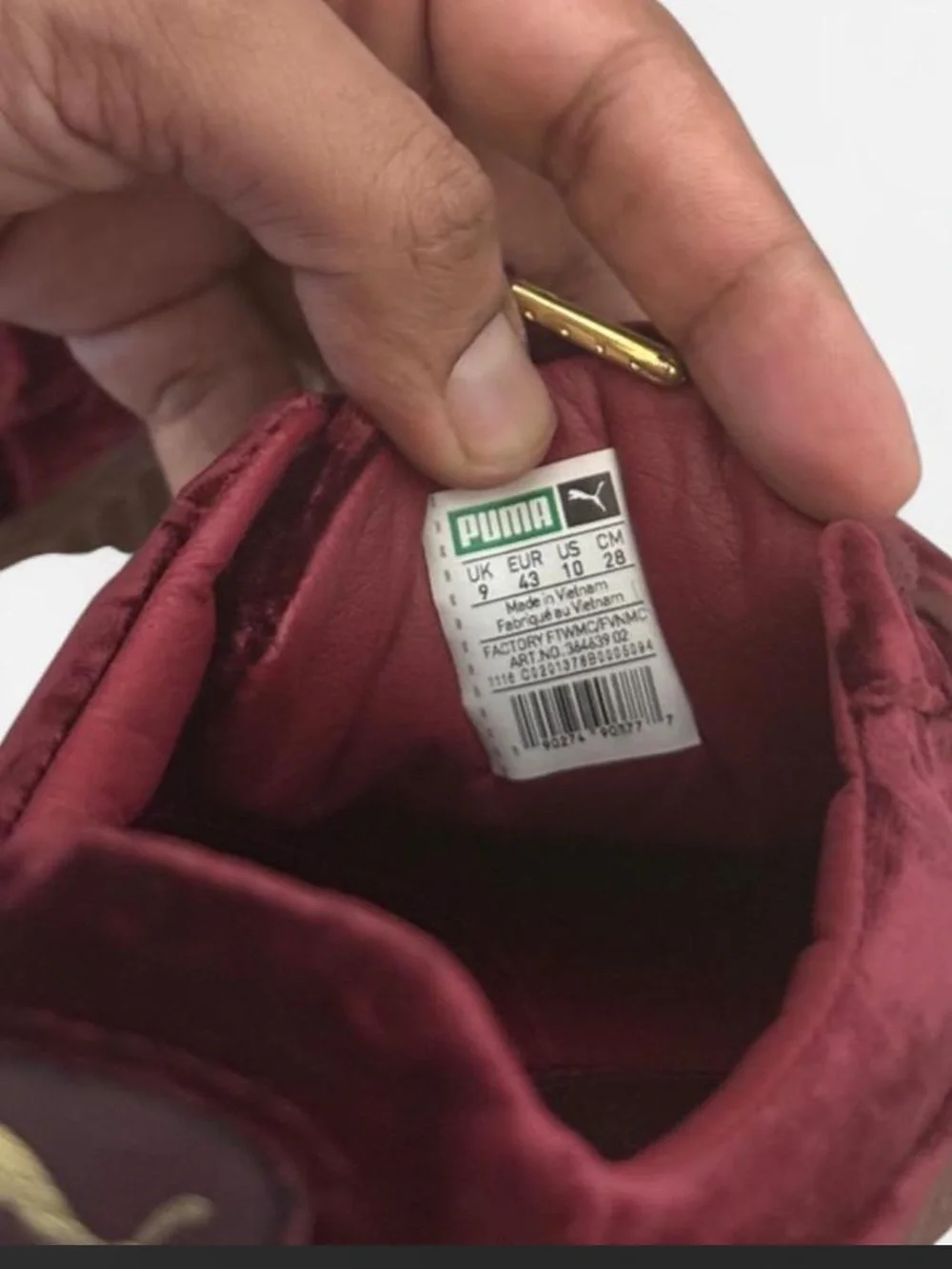 Puma Velvet Platform Sneakers in Wine
